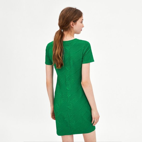 Zara - Jacquard Shift Short Sleeve Dress - Picture 3 of 8